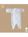 pyjama bébé en velours blanc à plat avec ouverture par pressions en Y
