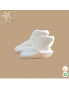 Chaussons de naissance bébé blancs remontant aux chevilles