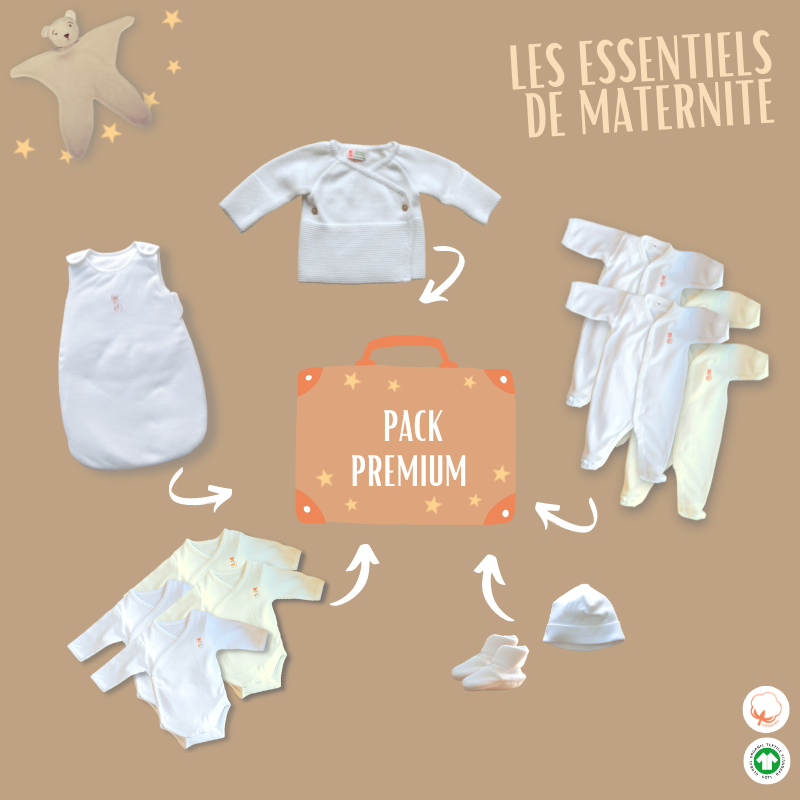 pack maternité premium pour le linge de bébé à préparer avec sa valise de maternité