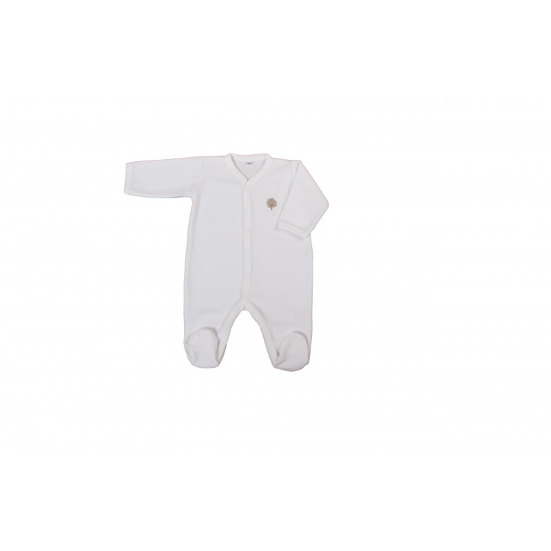 Pyjama bébé en velours blanc avec une manche repliée